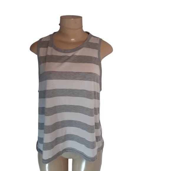 Calvin Klein Performance Gray & White Stripe Women's Sport Tank Top - Picture 1 of 12